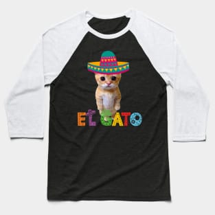 El Gato Meme Mexican Cat Latino Munchkin Kitty Cinco de Mayo Baseball T-Shirt